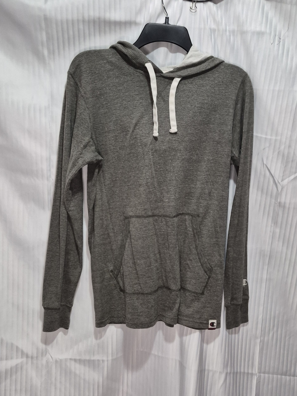 Champion Men’s Gray Hooded Pullover Long Sleeve T Shirt Size Small